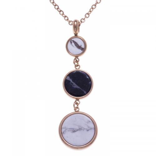 Collier en acier rosé - sodalite et howlite blanche